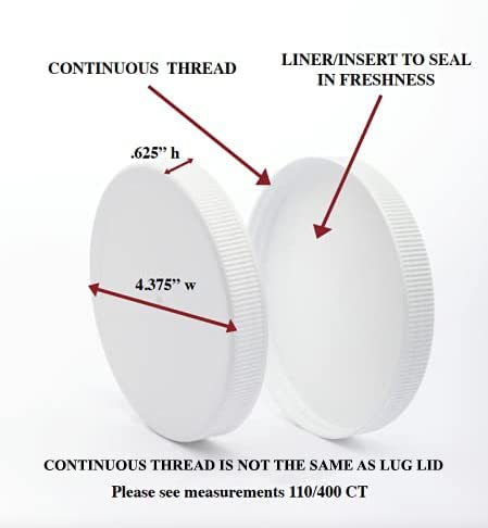 CLEARVIEW CONTAINERS | 110/400 Plastic Replacement Lids | 110mm Caps w/Leak Proof Liner | For Large Glass or Plastic Wide Mouth Jar | Made in the U.S.A.| Food-Grade Storage Caps for Canning Jars (3)