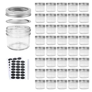 accguan 4oz / 120ml mason jars glass jelly jars, canning jars with regular lids, ideal for honey,jam,wedding favors,shower favors, 40 pack