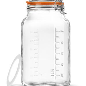 Folinstall Super Wide Mouth Glass Storage Jar with Airtight Lids, 1 Gallon Large Mason Jars with 2 Measurement Marks, Large Capacity for Pickle Jar, Overnight Oats