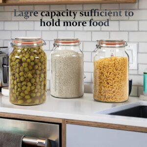 Folinstall Super Wide Mouth Glass Storage Jar with Airtight Lids, 1 Gallon Large Mason Jars with 2 Measurement Marks, Large Capacity for Pickle Jar, Overnight Oats