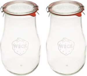 weck jars - weck tulip jars 2.5 liter - sour dough starter jars - large glass jars for sourdough - starter jar with glass lid - tulip jar with wide mouth - suitable for canning and storage - 1 jar