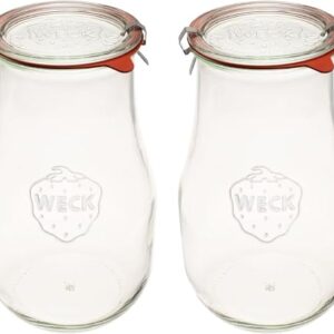 Weck Jars - Weck Tulip Jars 2.5 Liter - Sour Dough Starter Jars - Large Glass Jars for Sourdough - Starter Jar with Glass Lid - Tulip Jar with Wide Mouth - Suitable for Canning and Storage - 1 Jar