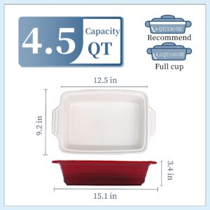 LOVECASA Nonstick Casserole Dish with Lid, 4.5 Quart Lasagna Pan Deep, 9x13 Ceramic Baking Dish for Dinner, Banquet, and Party, Gradient Red