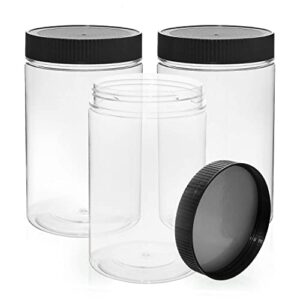 vumdua 27 ounce plastic jars with lids, 3 pack food storage containers airtight, clear containers for organizing