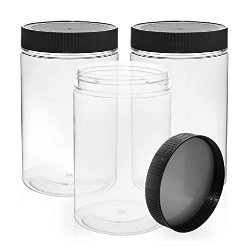 Vumdua 27 Ounce Plastic Jars with Lids, 3 Pack Food Storage Containers Airtight, Clear Containers for Organizing