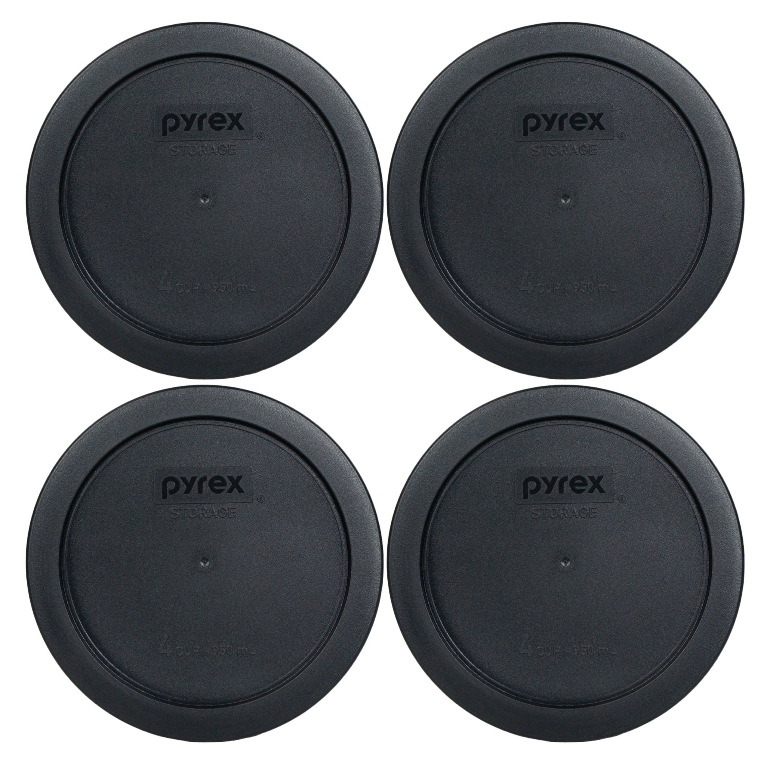 Pyrex 7201-PC 4 Cup Round Storage Cover for Glass Bowls (4, Black) (FBA_7201-PC)