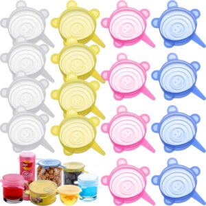 silicone stretch lids 16 pieces 2.6-3.3 inch microwave cover for food round reusable silicone lids for bowls, food covers