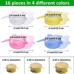 Silicone Stretch Lids 16 Pieces 2.6-3.3 Inch Microwave Cover for Food Round Reusable Silicone Lids for Bowls, Food Covers