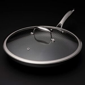 HexClad Tempered Glass Lid, 12-Inch Designed for HexClad Hybrid Cookware, Steam Vented, Dishwasher Safe