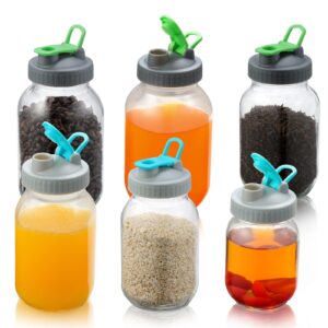 6pcs regular mouth flip cap lids for ball mason jar, leak-free and airtight, easy pouring spout (jars not included)
