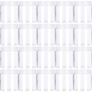 20 pack 4oz round plastic jars with lids empty clear slime containers,wide-mouth refillable storage containers for cosmetics,lotion,food storage