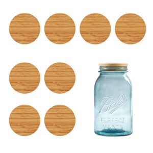 wooden mason jar lids, 8 pcs bamboo wooden storage lids regular mouth, eco reusable ball wooden lids for mason jars