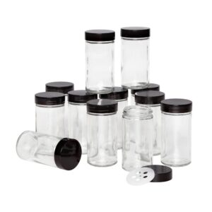 kamenstein 5244227 empty jars with black cap, set of 12, 3-ounce
