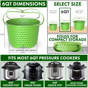 Avokado Silicone Steamer Basket for 6qt Instant Pot [3qt, 8qt avail], Ninja Foodi, Other Pressure Cookers - 100% Food Safe, BPA-Free, Dishwasher Safe Collapsible Vegetable Steamer Basket & Strainer