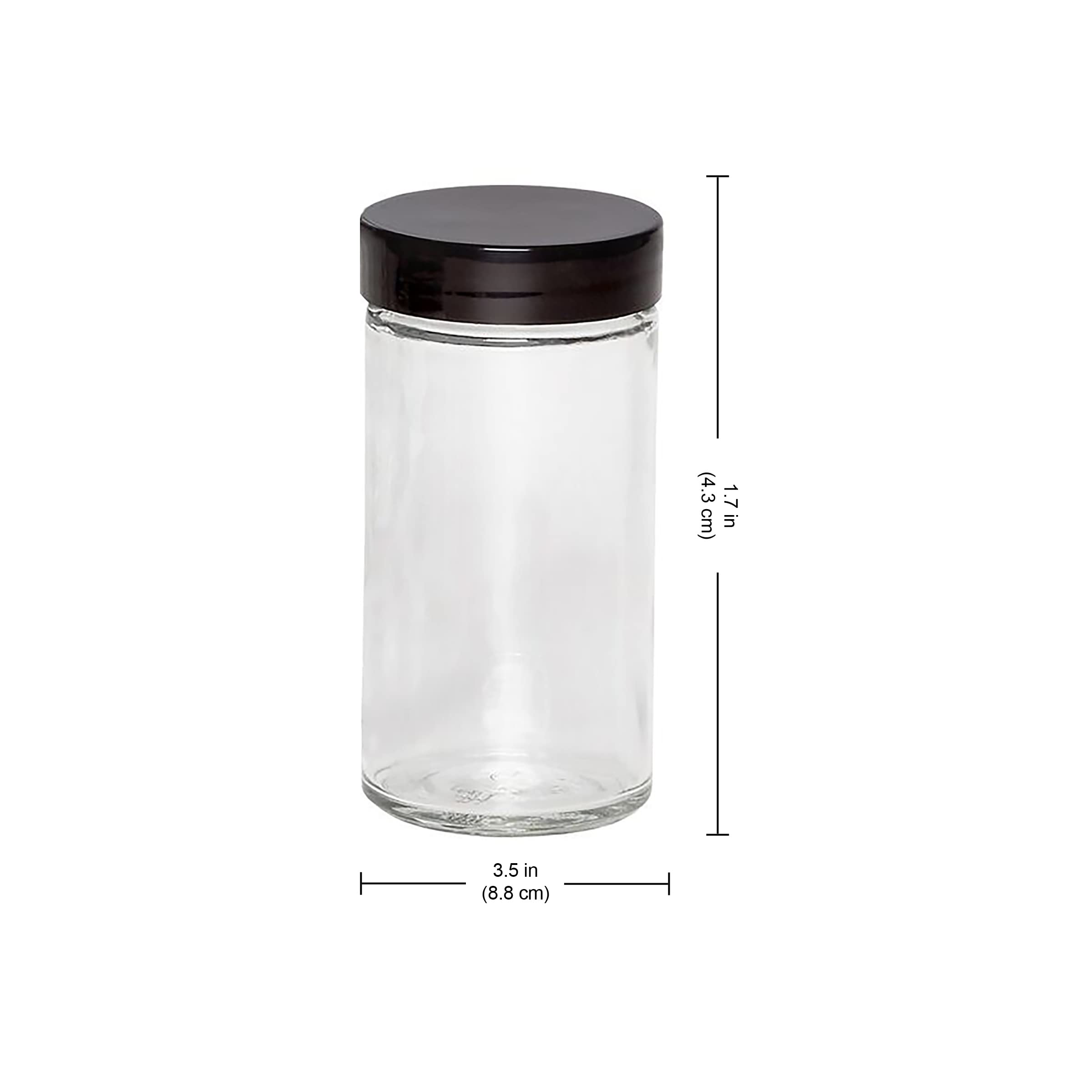 Kamenstein 5244227 Empty Jars With Black Cap, Set Of 12, 3-Ounce