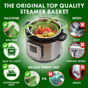 Avokado Silicone Steamer Basket for 6qt Instant Pot [3qt, 8qt avail], Ninja Foodi, Other Pressure Cookers - 100% Food Safe, BPA-Free, Dishwasher Safe Collapsible Vegetable Steamer Basket & Strainer