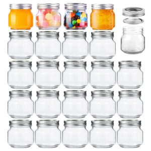 homerove 8oz mason glass jars, 24pcs canning containers with silver regular lids for jelly, honey and wedding favors