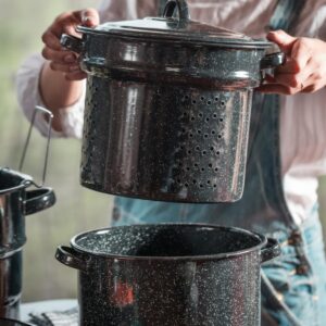 Granite Ware Enamel-on-steel 12-Piece Canner Kit, Includes 21.5 qt. Water Bath Canner with lid, Jar Rack, Blancher, Colander & 5 pc. Canning Tool Set