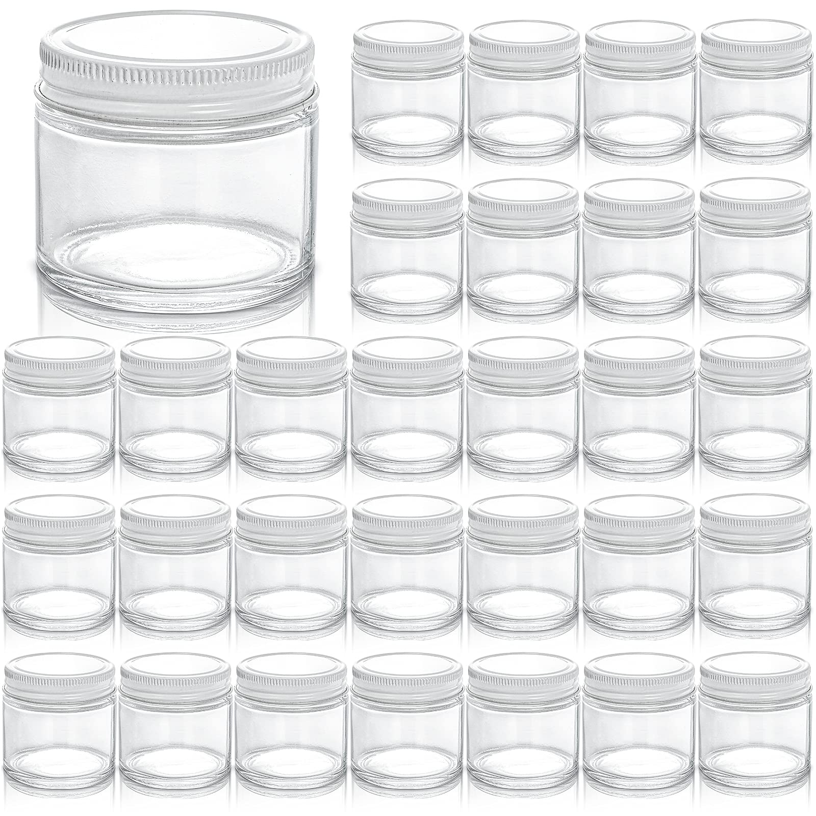 TOPZEA 30 Pack Small Glass Jars with Lids, 2 Oz Round Clear Straight Sided Canning Jars Spice Jars Mason Jars Food Container for Cream, Lotions, Ointments, Herbs, Spices and Wedding Favor