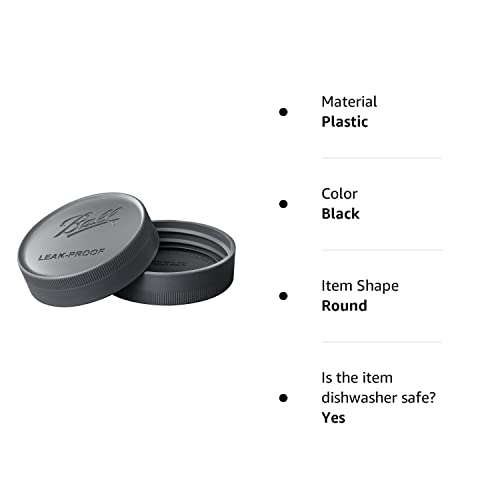 Ball Regular Mouth Storage Jar Lids, Black