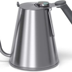 Coffee Gator Gooseneck Kettle with Thermometer, 52 oz Pour Over Coffee Kettle for All Stovetops w/Precision Drip Spout, 6.5 Cup