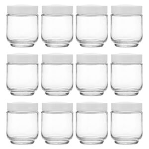 hedume 12 pack 6oz clear glass jars with white lids for spices, party favors, jams etc.