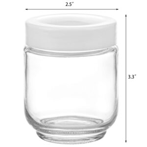 Hedume 12 Pack 6oz Clear Glass Jars with White Lids for Spices, Party Favors, Jams etc.