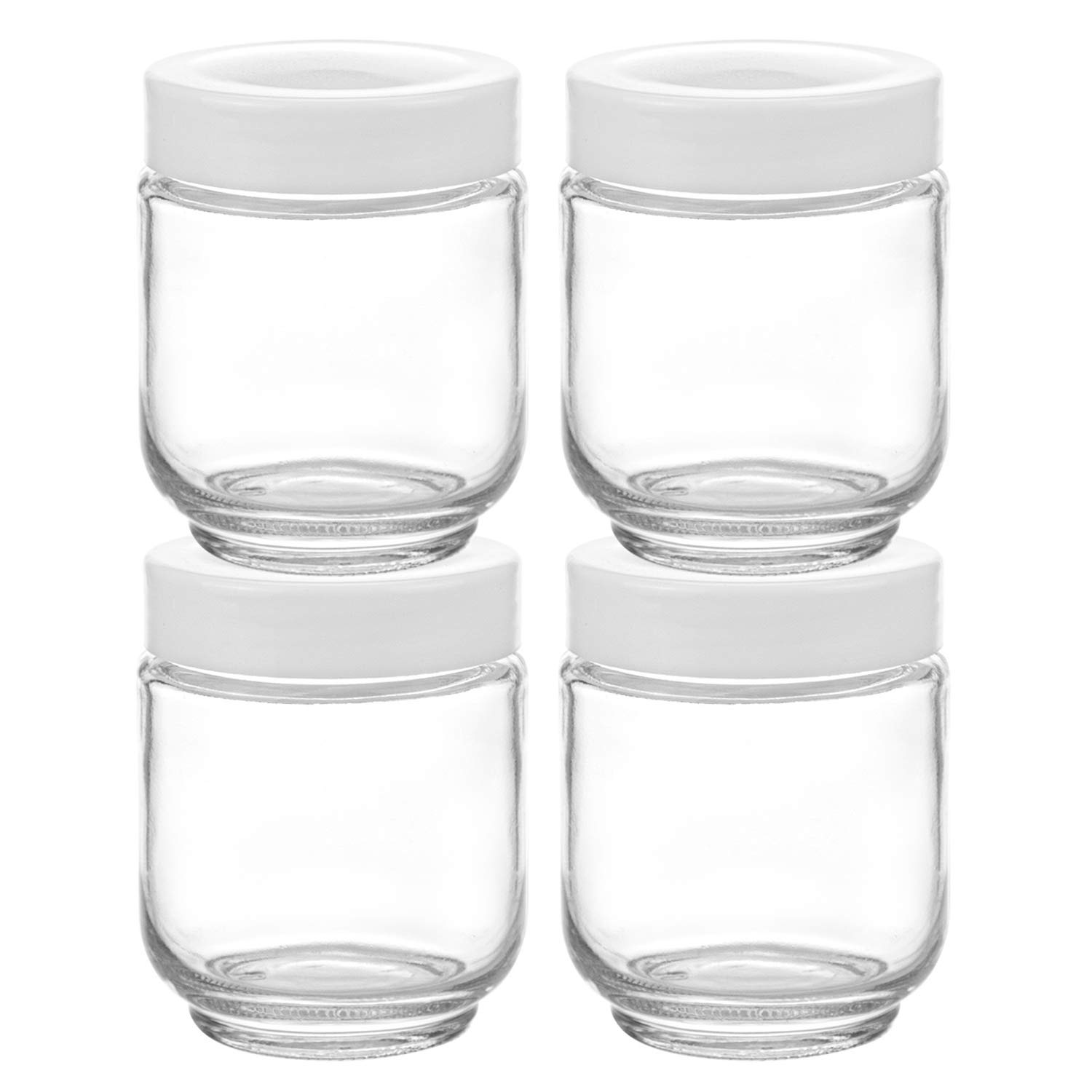 Hedume 12 Pack 6oz Clear Glass Jars with White Lids for Spices, Party Favors, Jams etc.