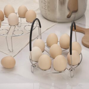 Aozita Multipurpose Stackable Egg Steamer Rack Trivet with Heat Resistant Silicone Handles Compatible for Instant Pot Accessories 6 Qt/8 Qt - 18 Egg Cooking Rack for Pressure Cooker Accessories