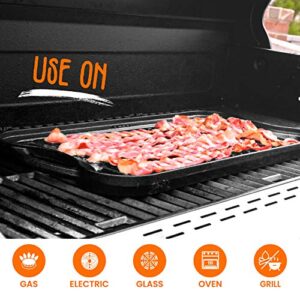 NutriChef Reversible Plate-PFOA & PFOS Free Oven Safe Flat Cast Iron Skillet Griddle Grilling Pan w/Scraper for Electric Stovetop, Ceramic NCCIRG64, BLACK