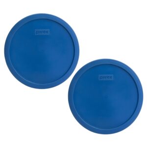 pyrex 7401-pc 3-cup lake blue round plastic lid, made in usa - 2 pack