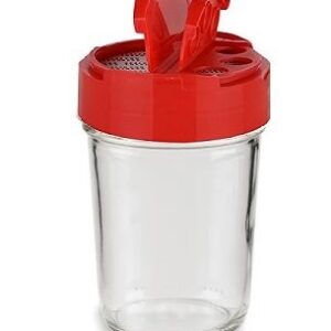 Nakpunar 6 pcs Red Shaker & Pour Spice Caps for Mason Jars with Hot Freshness Seal Lid