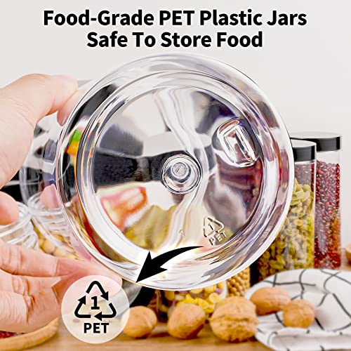 AEGISMILE PLastic jars with lids 32 OZ & 16 OZ 24 pack Clear Storage Jars Containers with Airtight Black Plastic Screw On Lids Cylinder Large Round Jars