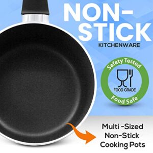 SereneLife Kitchenware Pots & Pans Basic Kitchen Cookware, Black Non-Stick Coating Inside, Heat Resistant Lacquer (6-Piece Set), One Size