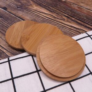 Pack of 4 Bamboo Cup Cover Wooden Cup Lid Coffee Mug Cup Lid Wooden Tea Glass Cup Cover Drink Cup Lid Set