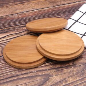 Pack of 4 Bamboo Cup Cover Wooden Cup Lid Coffee Mug Cup Lid Wooden Tea Glass Cup Cover Drink Cup Lid Set