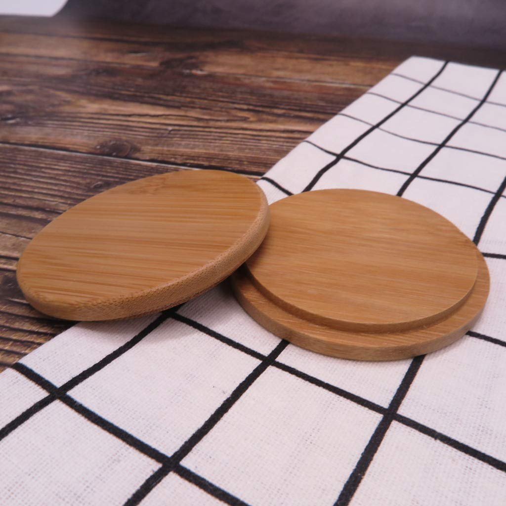 Pack of 4 Bamboo Cup Cover Wooden Cup Lid Coffee Mug Cup Lid Wooden Tea Glass Cup Cover Drink Cup Lid Set