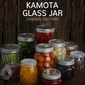 KAMOTA Mason Jars 12 oz With Regular Lids and Bands, Ideal for Jam, Honey, Wedding Favors, Shower Favors, DIY Spice Jars, 24 PACK, 30 Labels Included