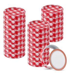 48pcs/24set regular mouth canning lids bands split-type for mason jar canning lids (red and white)