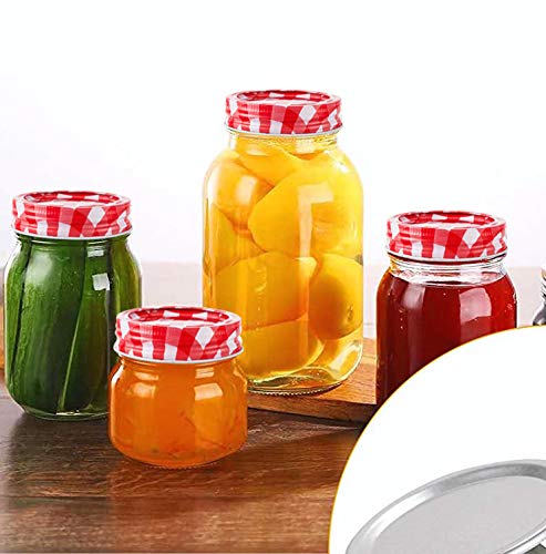 48pcs/24Set Regular Mouth Canning Lids Bands Split-Type for Mason Jar Canning Lids (red and white)