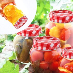 48pcs/24Set Regular Mouth Canning Lids Bands Split-Type for Mason Jar Canning Lids (red and white)