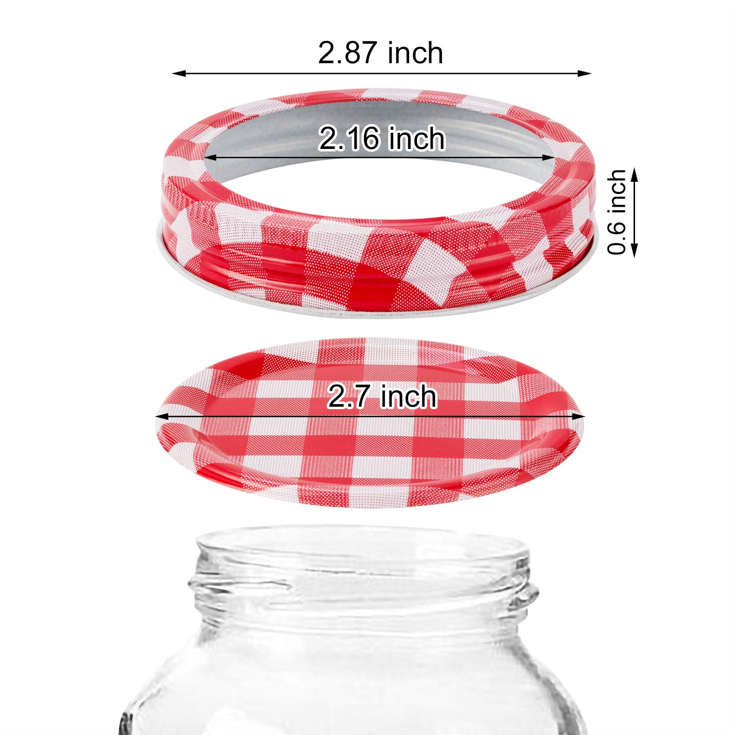 48pcs/24Set Regular Mouth Canning Lids Bands Split-Type for Mason Jar Canning Lids (red and white)