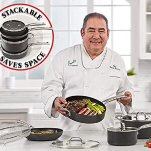 Emeril Everyday Forever Pans Hard-Anodized Cookware, 10-Piece Pots and Pans Set Nonstick with Utensils, Induction Compatible by Emeril Lagasse, Black 10 Piece Set OPEN BOX