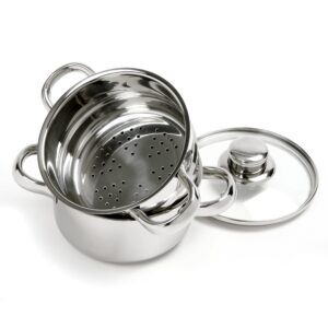 Norpro 1-Quart Stainless Steel Mini Steamer Cooker, 3 Piece Set