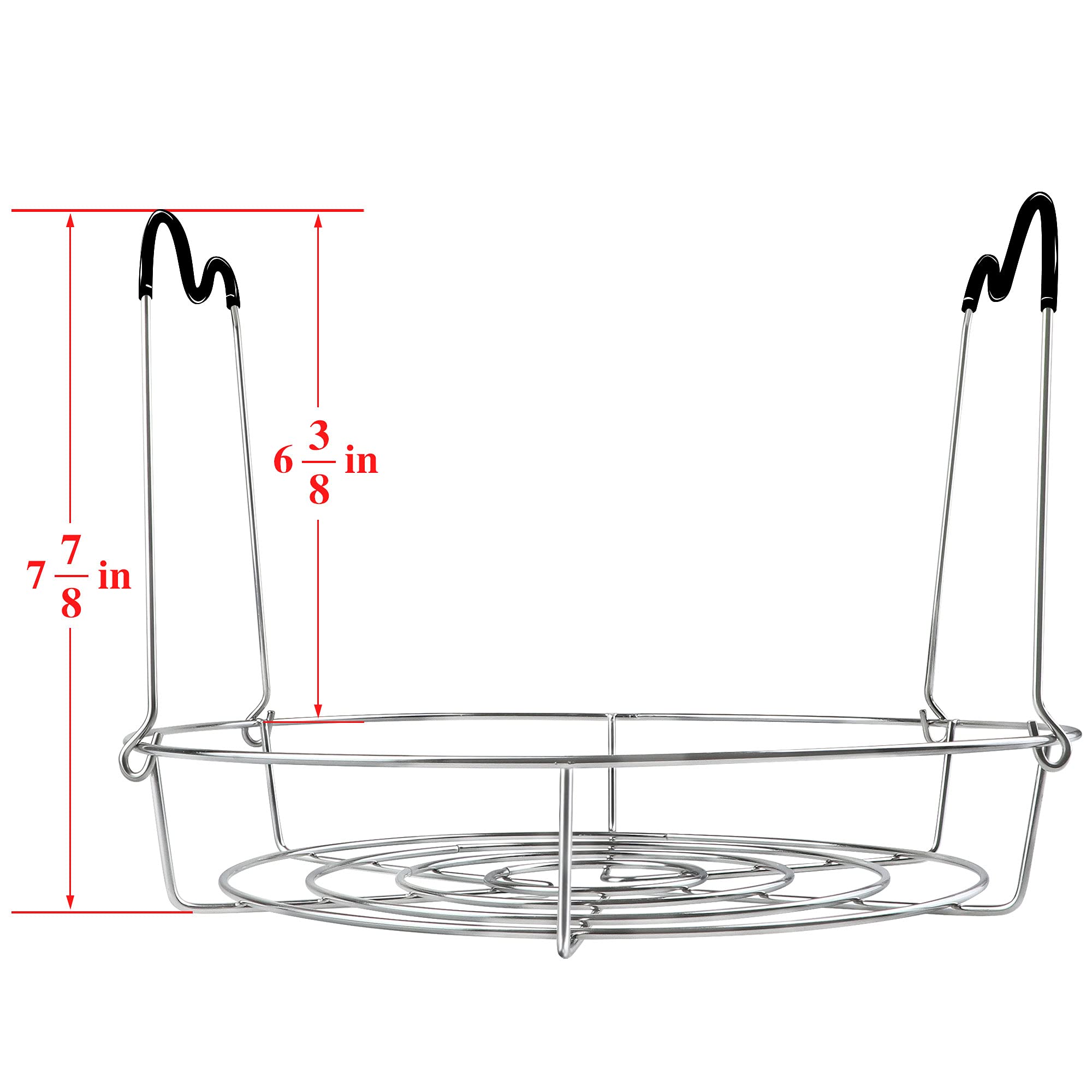 KORCCI 12in Stainless Steel Canning Rack with Contour Handles, Holds 7 Pint or 6 Quart Jars in Pressure Canner Pot