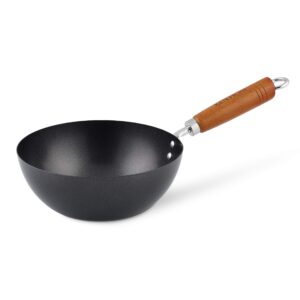 ken hom classic non-stick carbon steel mini wok - lightweight carbon steel mini wok - non-stick stir fry pan & wok - hand wash only - 8 inches