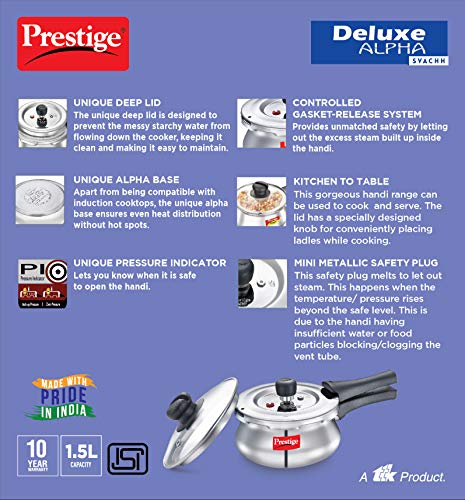 Prestige PRESSURE COOKER, 1.5 Liter, SILVER ,Stainless steel