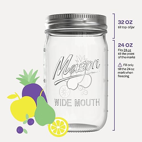 SEWANTA Wide Mouth Mason Jars 32 oz. (26) (12)