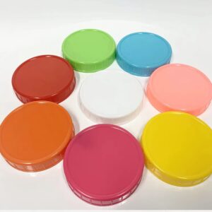 Mason Jar Lids - Compatible with Ball, Kerr, and Other Brands - Vibrant Colored Plastic Caps for Canning and Storage Jars - Airtight and Spill-Proof - Pack of 8 (Small/Regular - 2.75in)