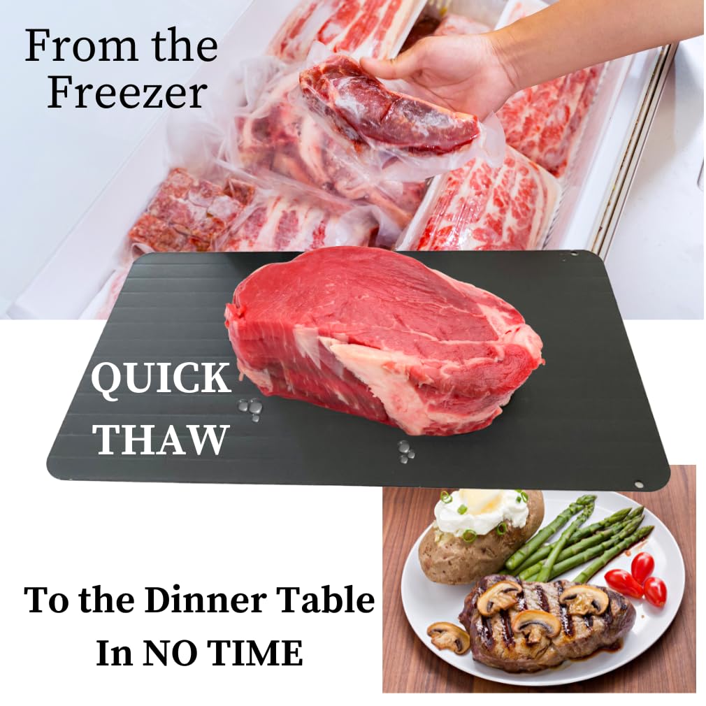 Evelots Quick Meat, Chicken, Fish Defrosting Tray Board - Thaws Frozen Food Fast and Naturally - Large Size -Keep Original Food Flavor-Non Stick Aluminum-No Microwave or Electricity